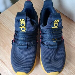 adidas Navy Knit Sneakers with Yellow and Red Accents